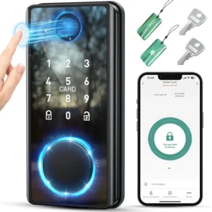 Fingerprint smart door lock with electronic keypad